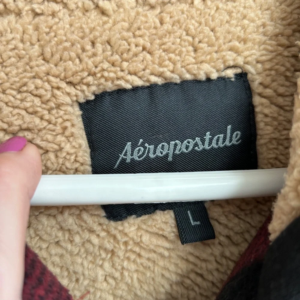 Aeropostale Sherpa lined hooded plaid jacket - Picture 2 of 12